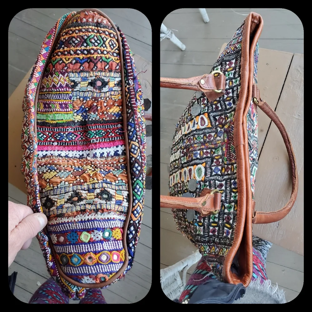 Artisan Banjara zari Boho Embroidered bag Handmade Patchwork Repurposed